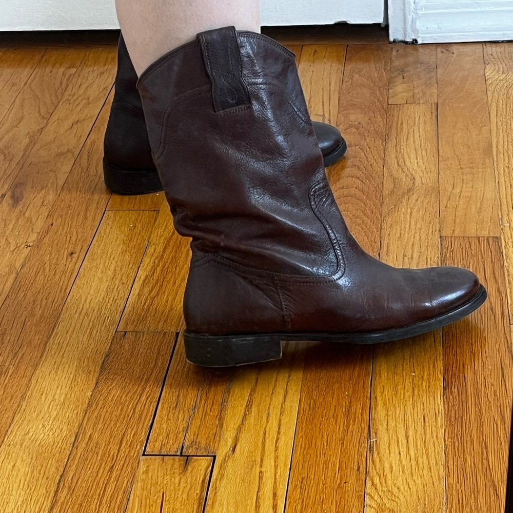 Massimo Dutti Dark Brown Leather Boots